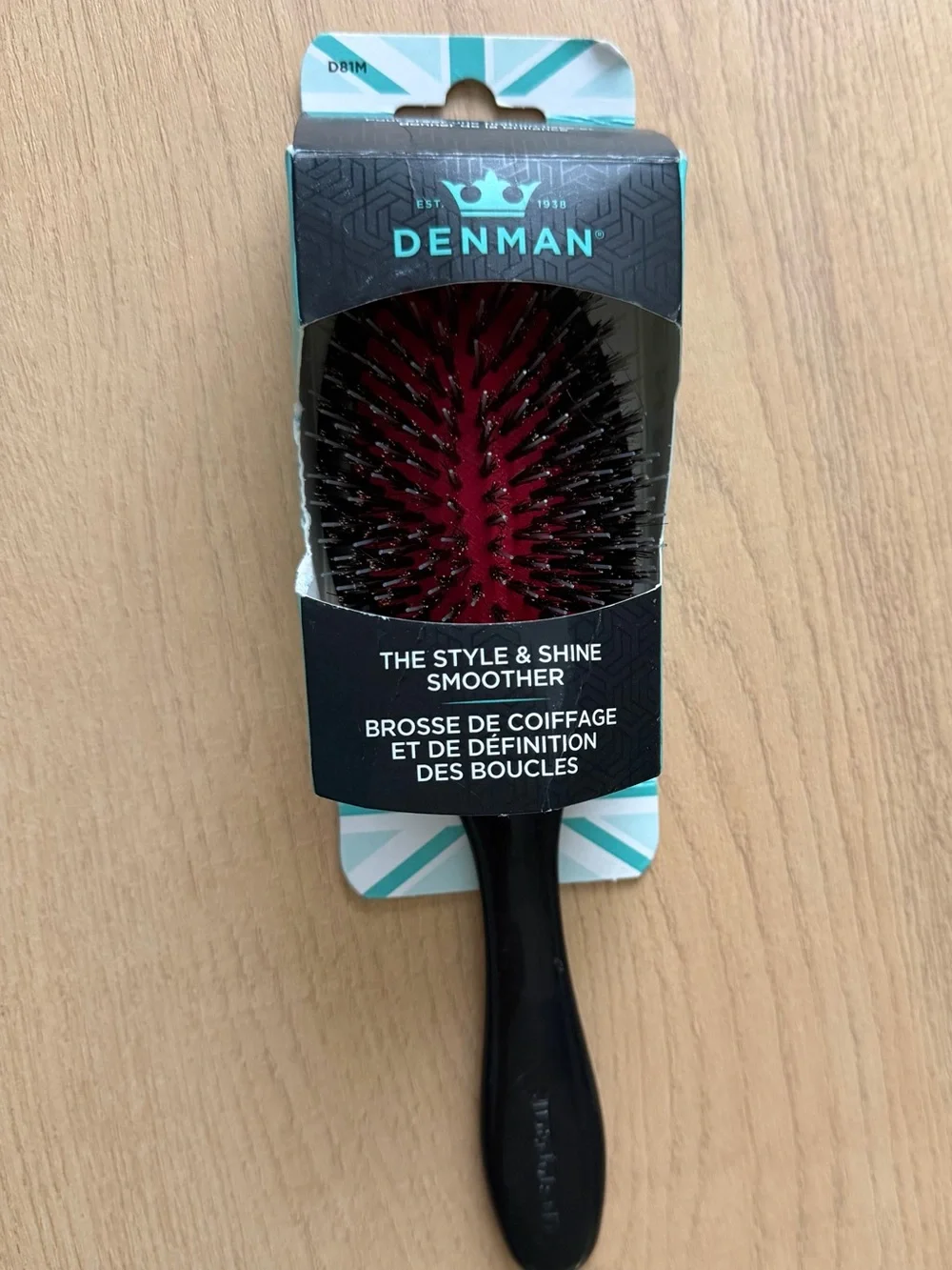 Denman The Style & Shine Smoother Hair Brush - Black with Red Cushion